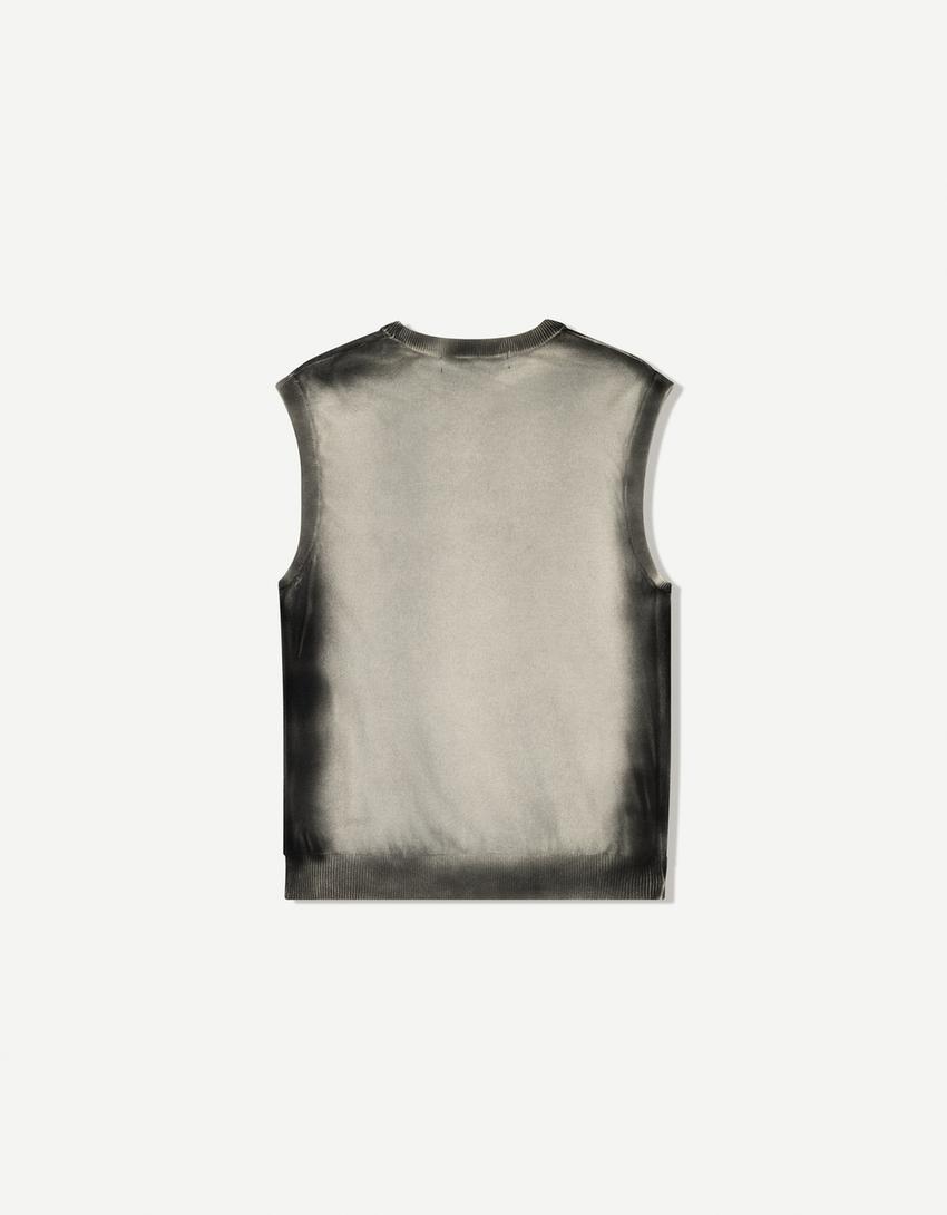 Sleeveless contrast T-shirt-White / Black-5