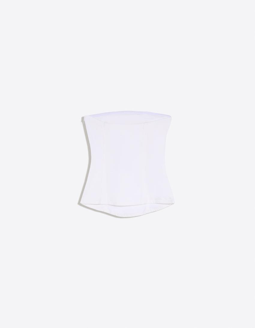 Haut bandeau boutonné-Blanc