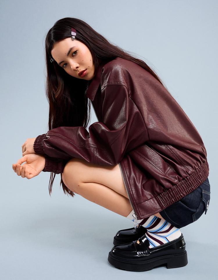 Faux leather oversize jacket