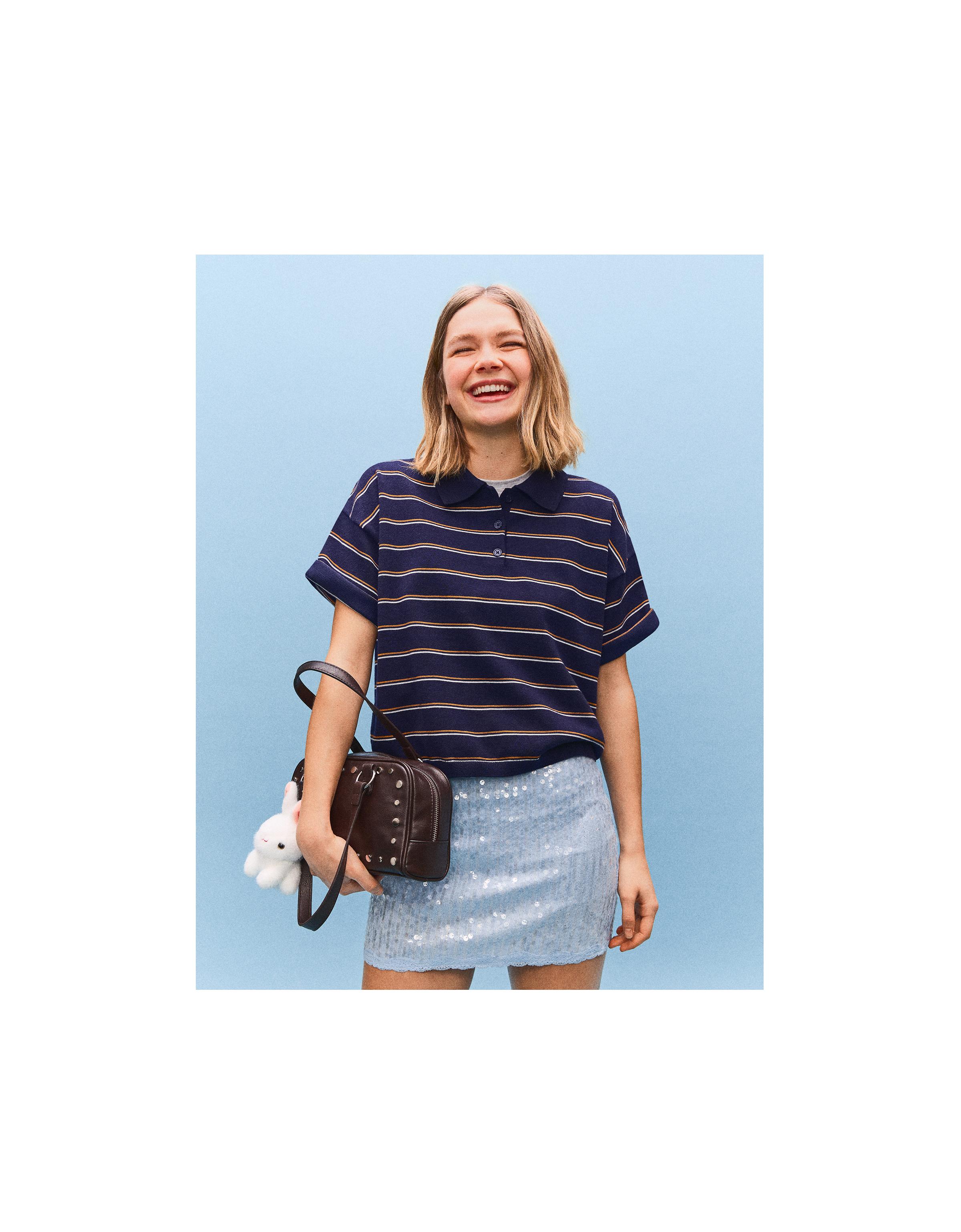 Sequin lace mini skirt — Light blue