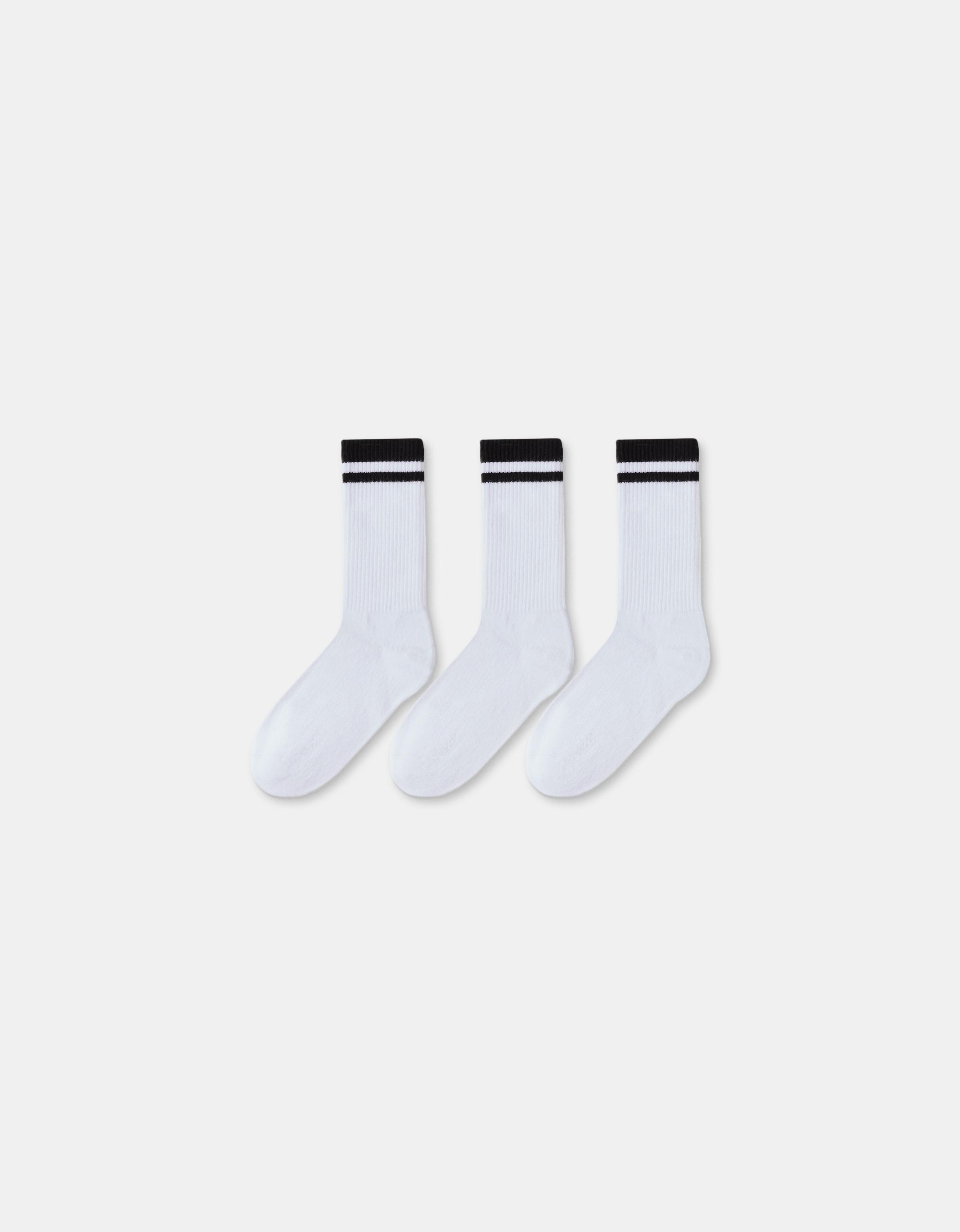 Bershka 3er-Pack Socken Mit Streifen Herren Weiss