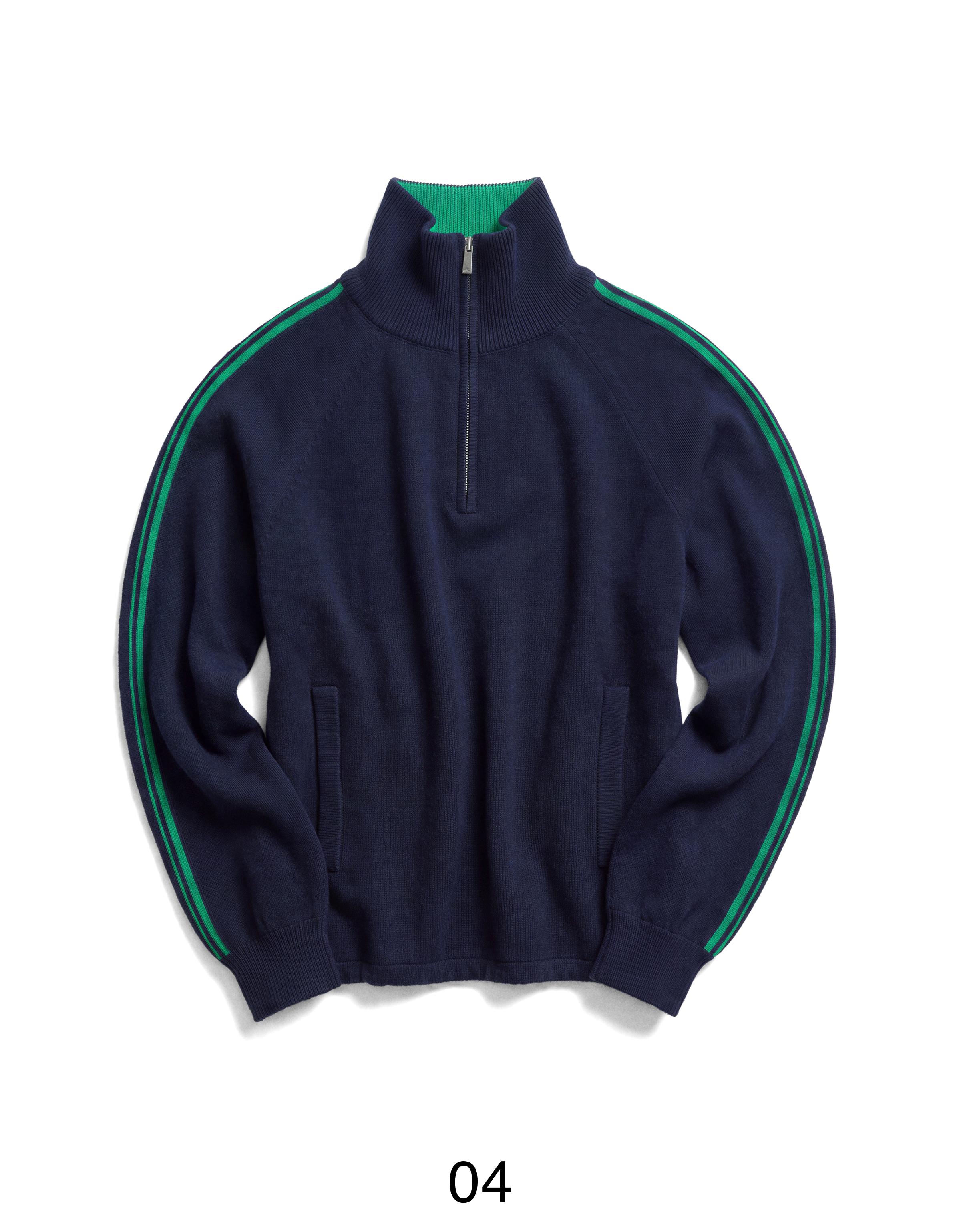 Contrast neck half-length zip jumper — Blue