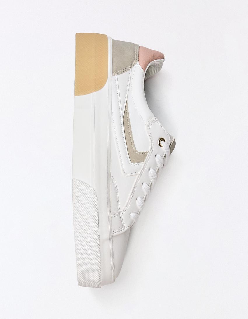 Baskets combinées-Blanc