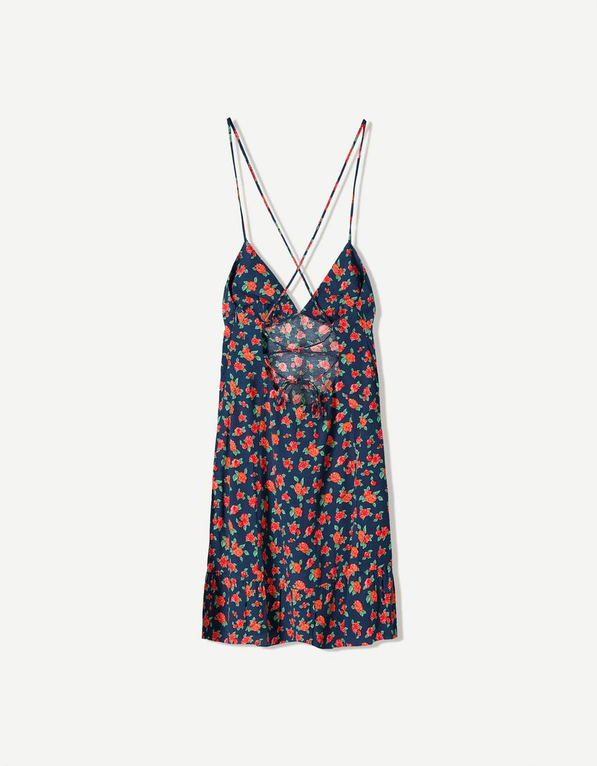 Vestido mini tirantes print-Azul-4
