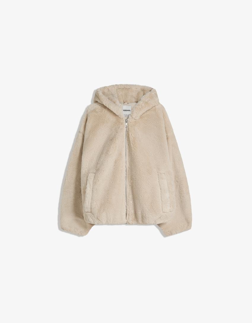 Hooded Faux Fur Jacket Women Bershka hooded-faux-fur-jacket-women-bershka