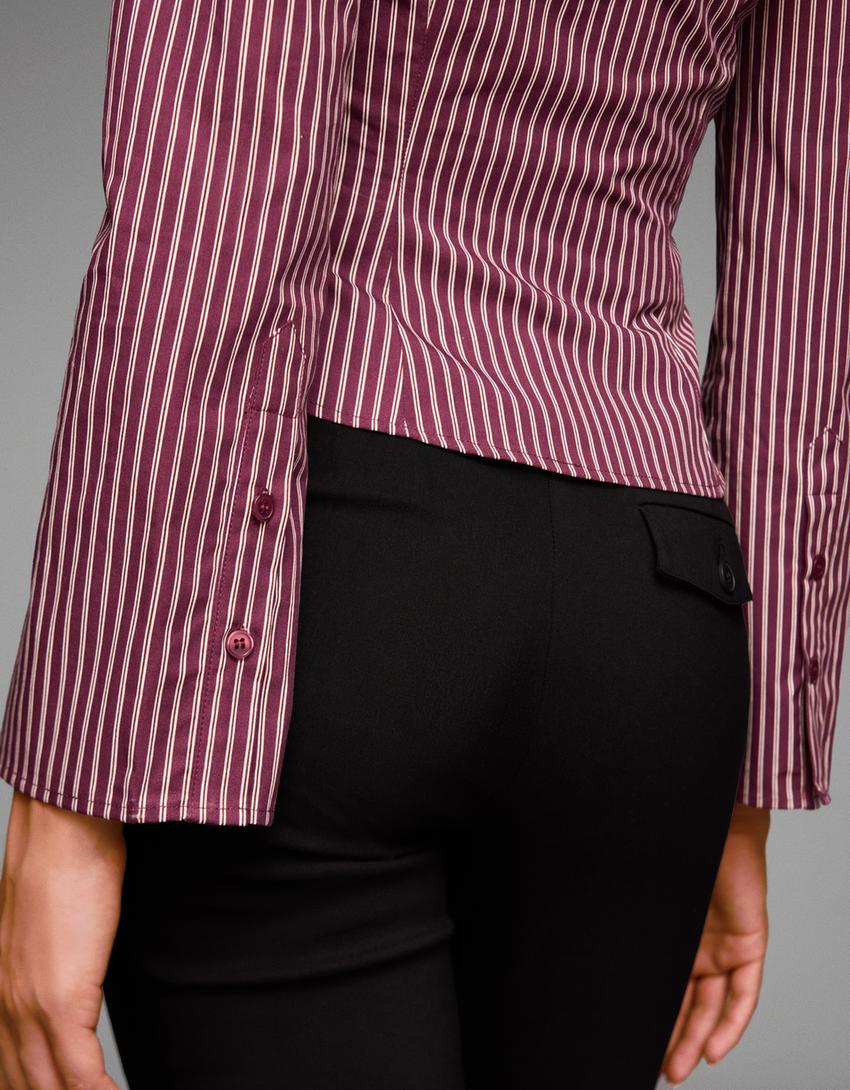 Camisa màniga de campana entallada-Granat