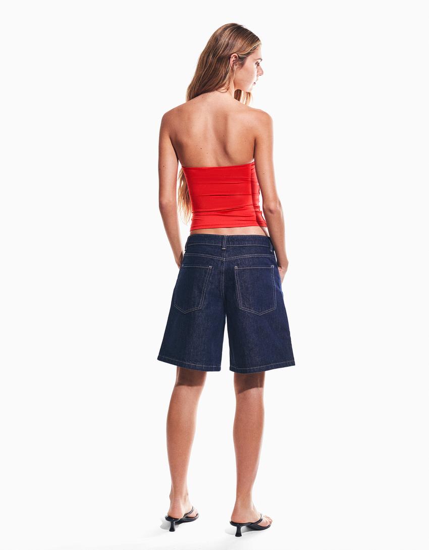 Kroogitud bandeau-topp-Korallpunane