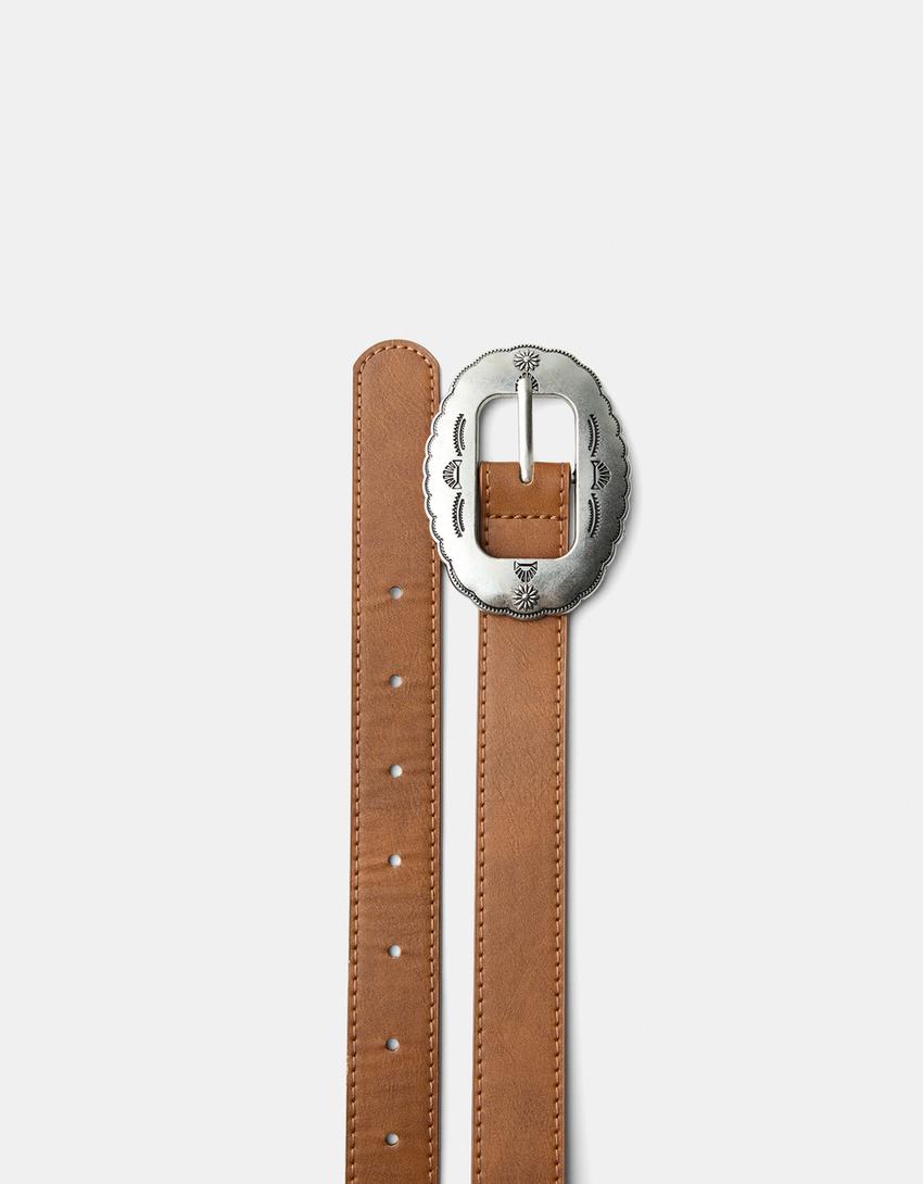 Buckled belt-Brown-4