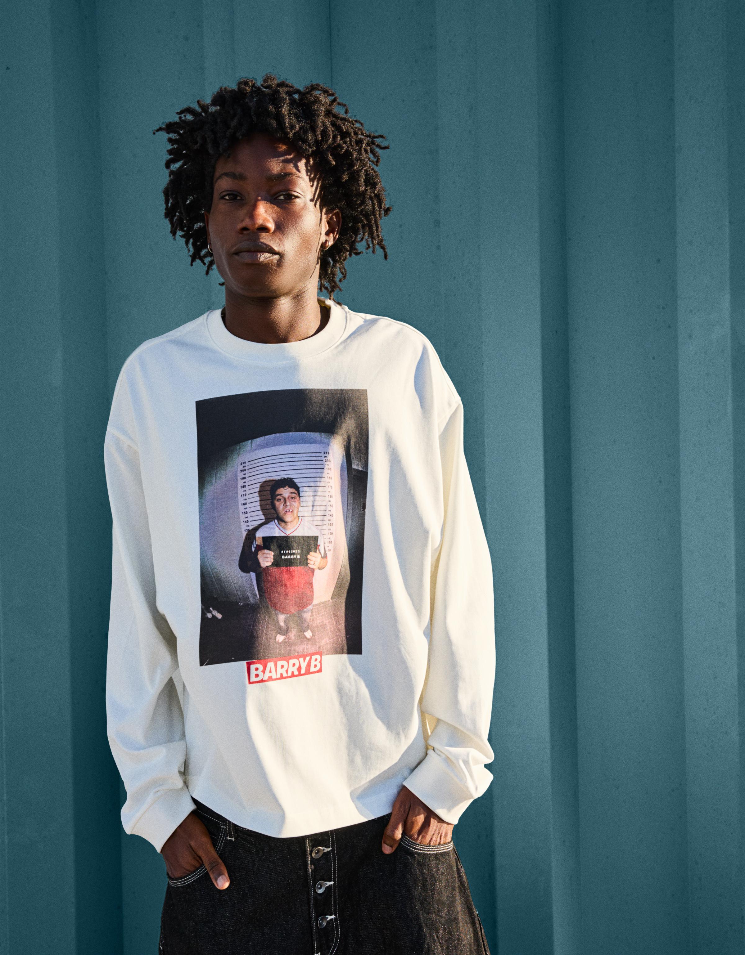 T-Shirt Barry B Manches Longues Imprimé Xl Blanc Cassé