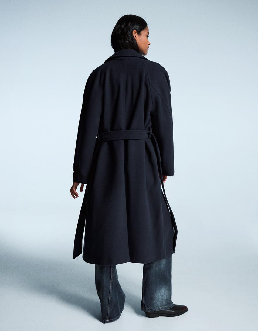 Abrigo trench soft cinturón-Marino