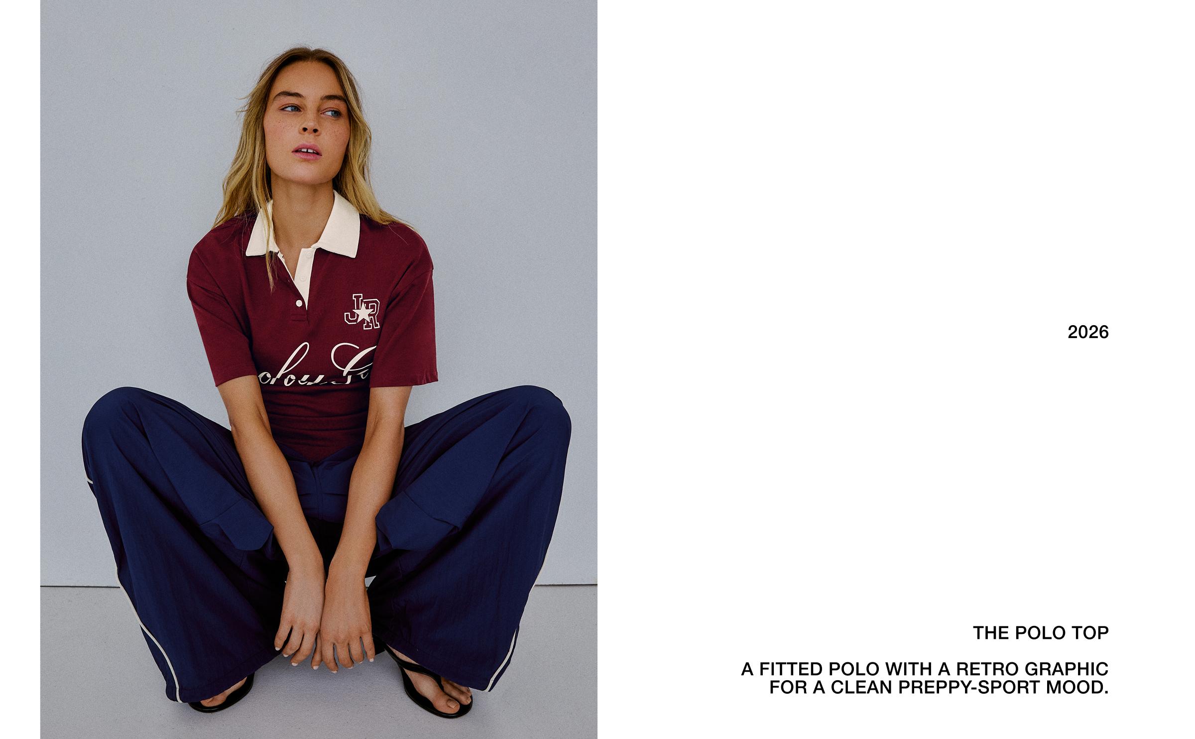 Short sleeve sash print polo shirt — Burgundy