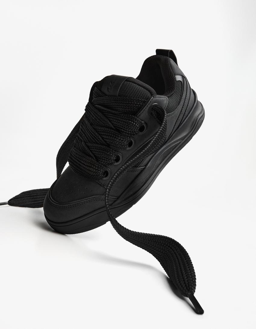 Buty sportowe skater na grubej podeszwie-Czarny