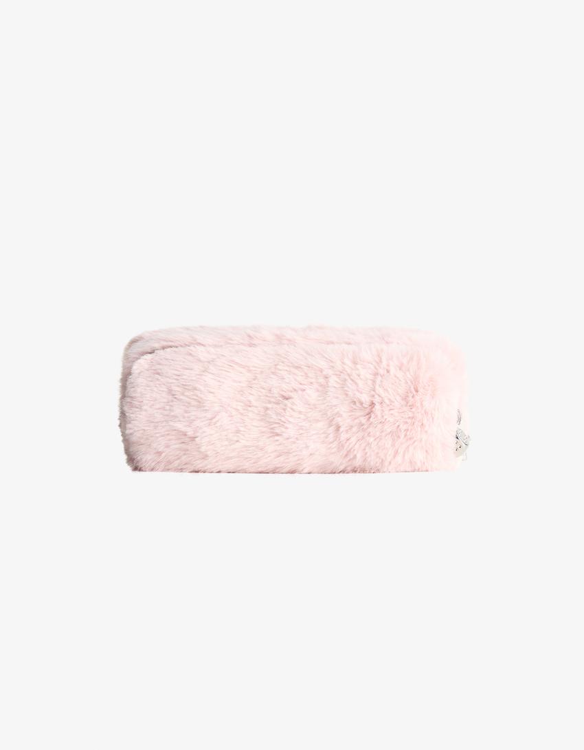 Pennfodral i fuskpäls-Rosa-2