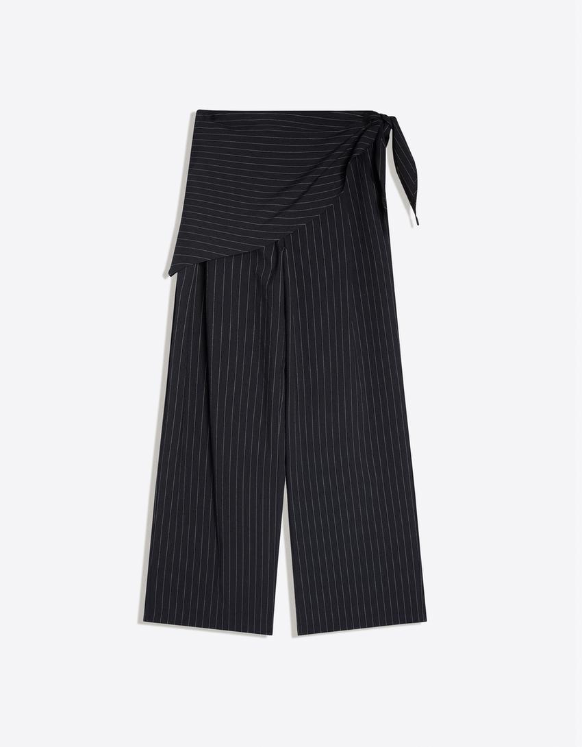 Pensli ve fularlı pantolon-Denizci mavisi