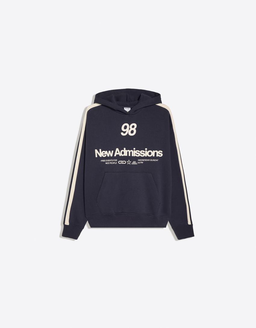 Printed hooded sweatshirt-Navy