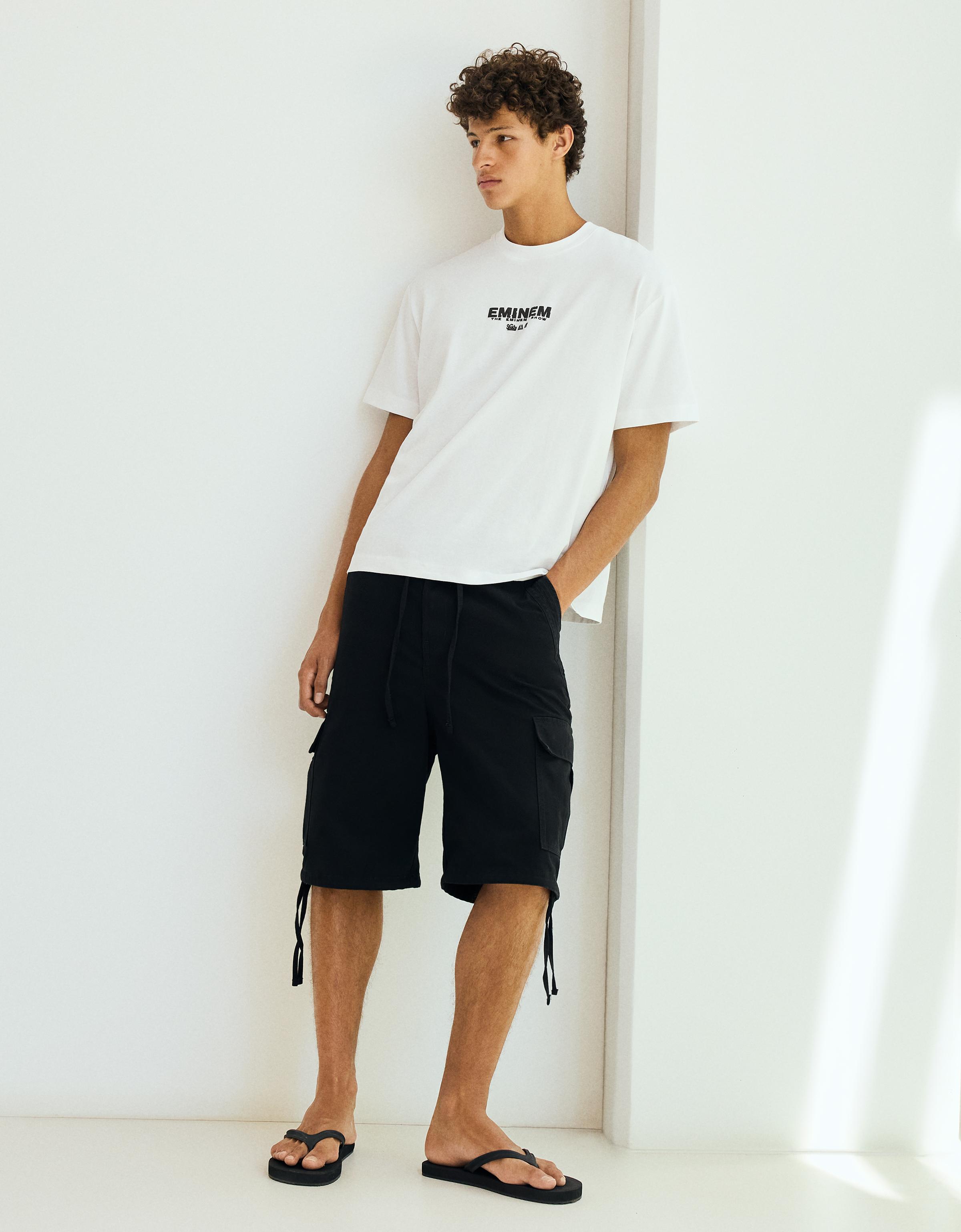 Bershka EMINEM baskılı relaxed fit tişört