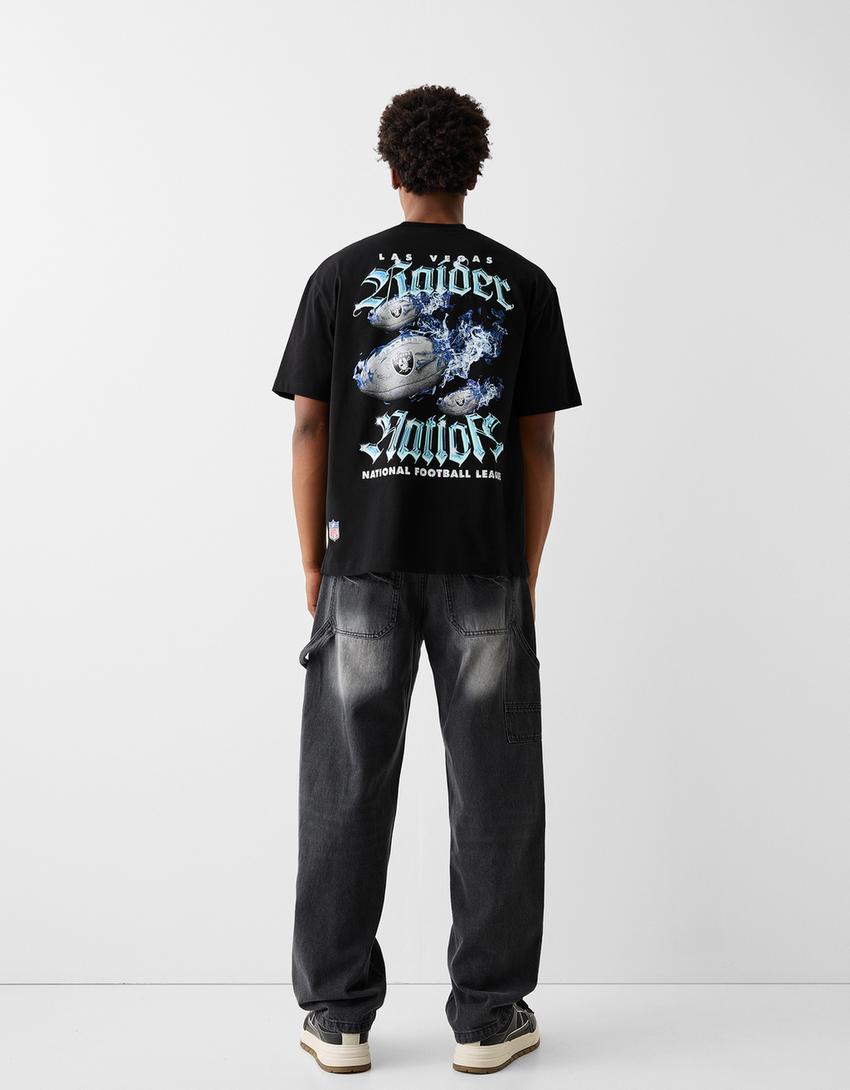 T-shirt NFL manches courtes boxy fit imprimé-Noir-2