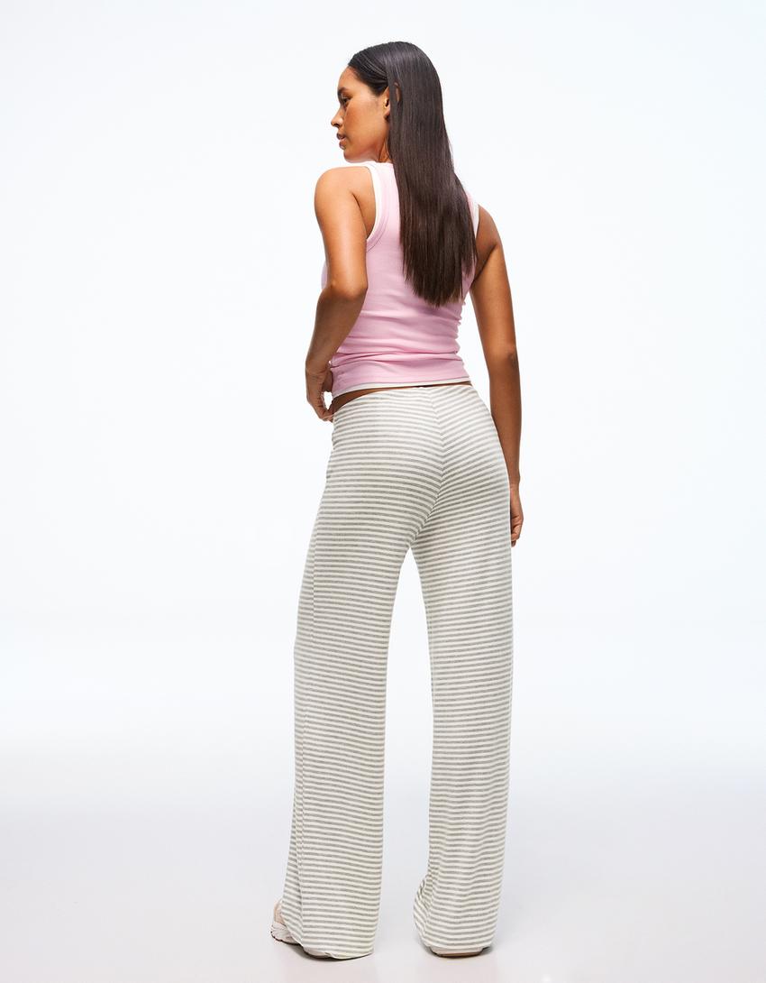 Gerade Hose mit Streifenprint-Grau