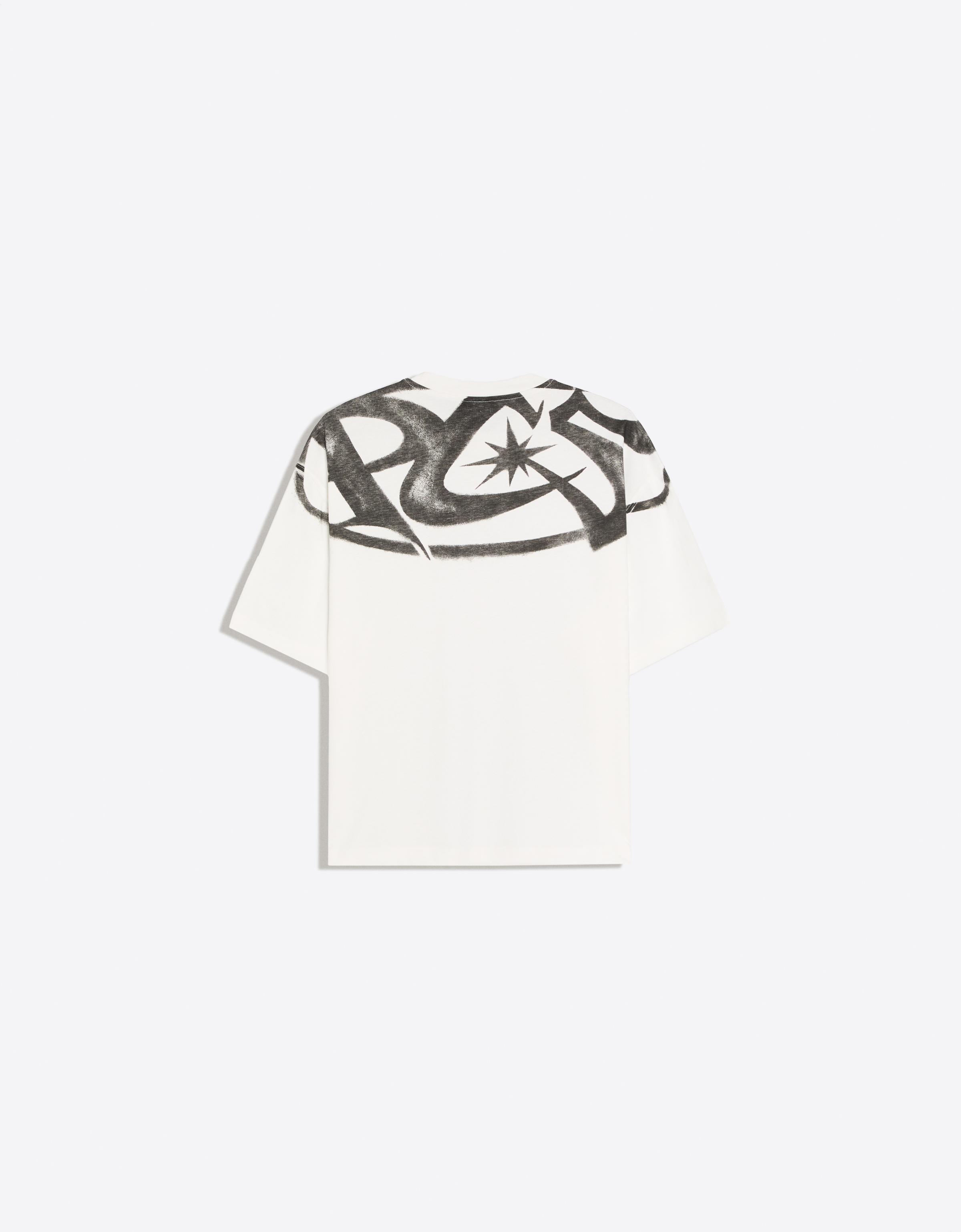 Short sleeve boxy print T-shirt — Off white