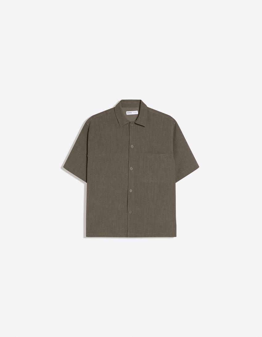 Camisa manga corta boxy tailoring-Kaki