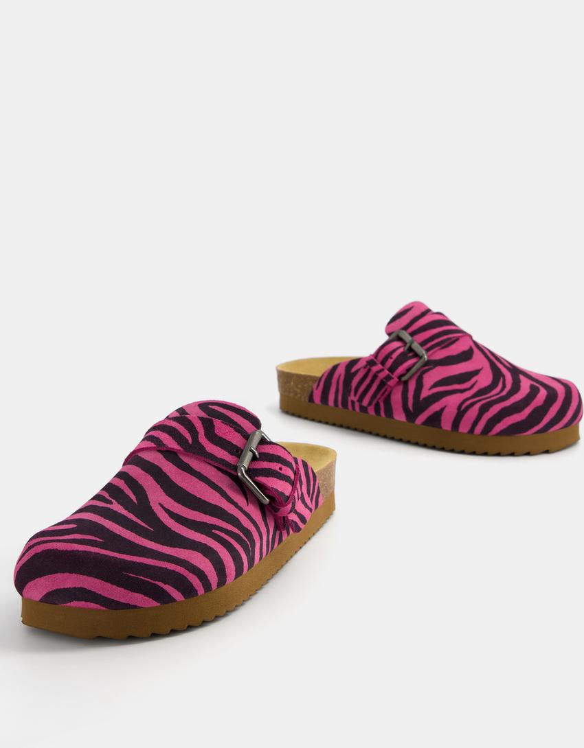 Sabots plateforme en CUIR-Fuchsia-4