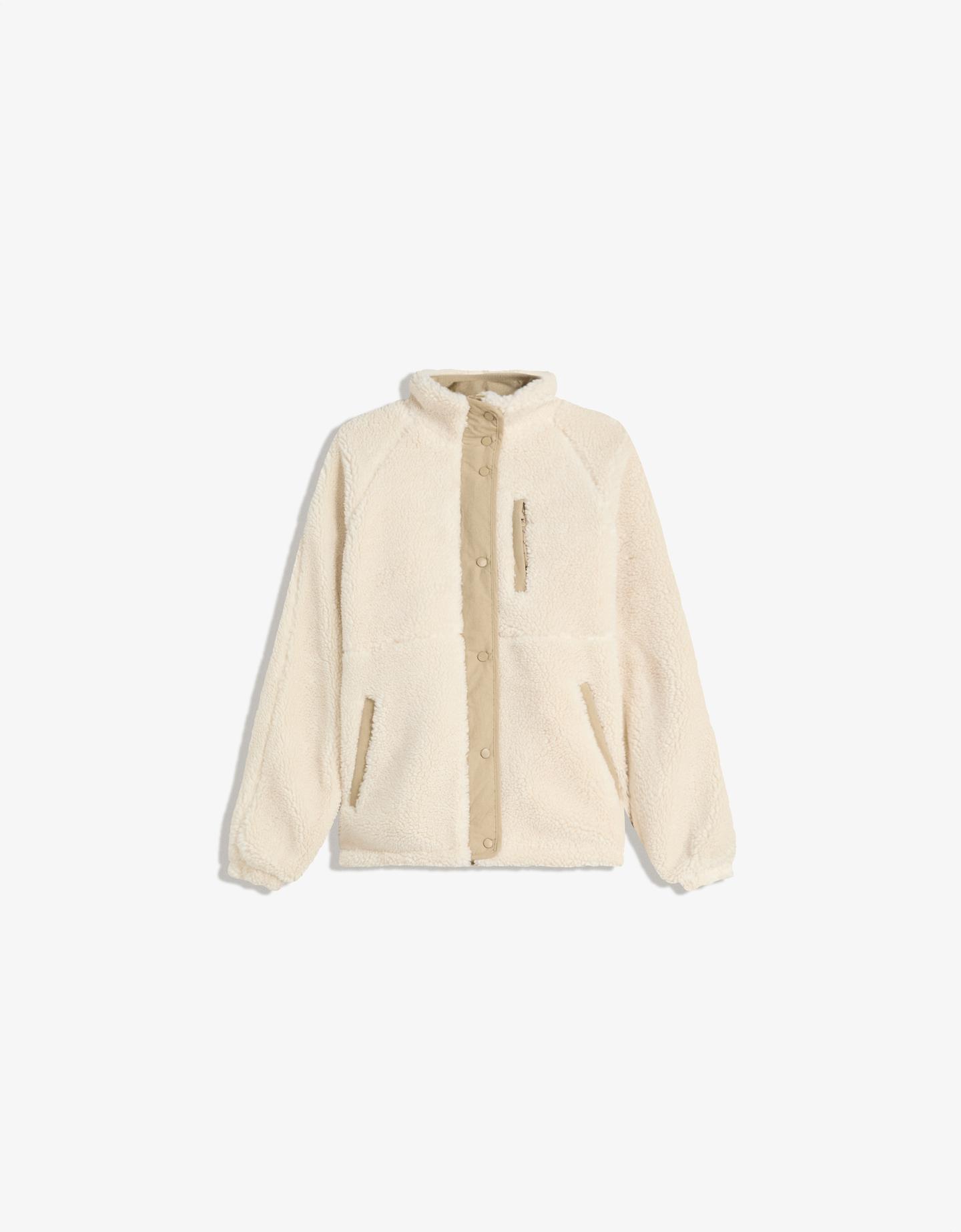 Bershka Cazadora Borreguillo Mujer L Crudo