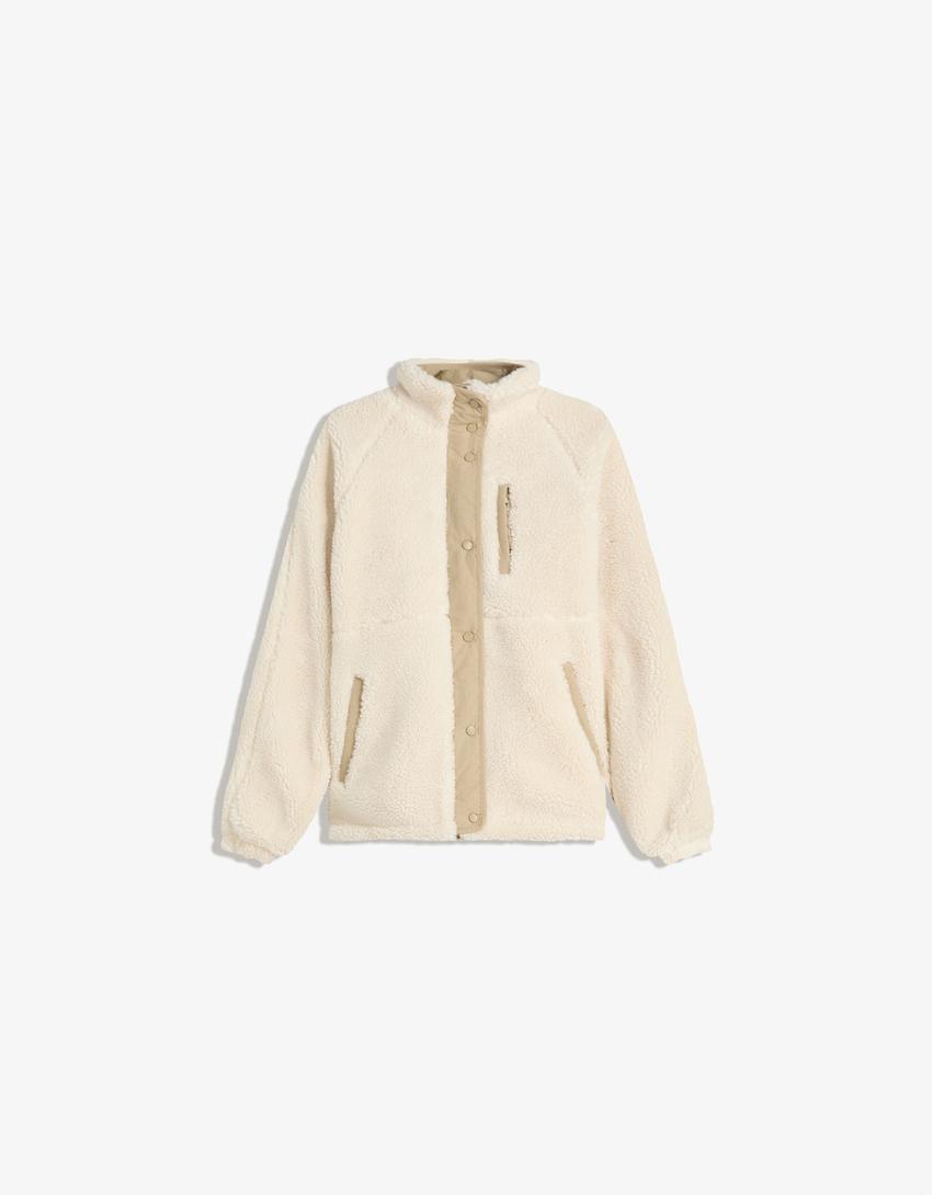 Faux shearling jacket-Cream-0