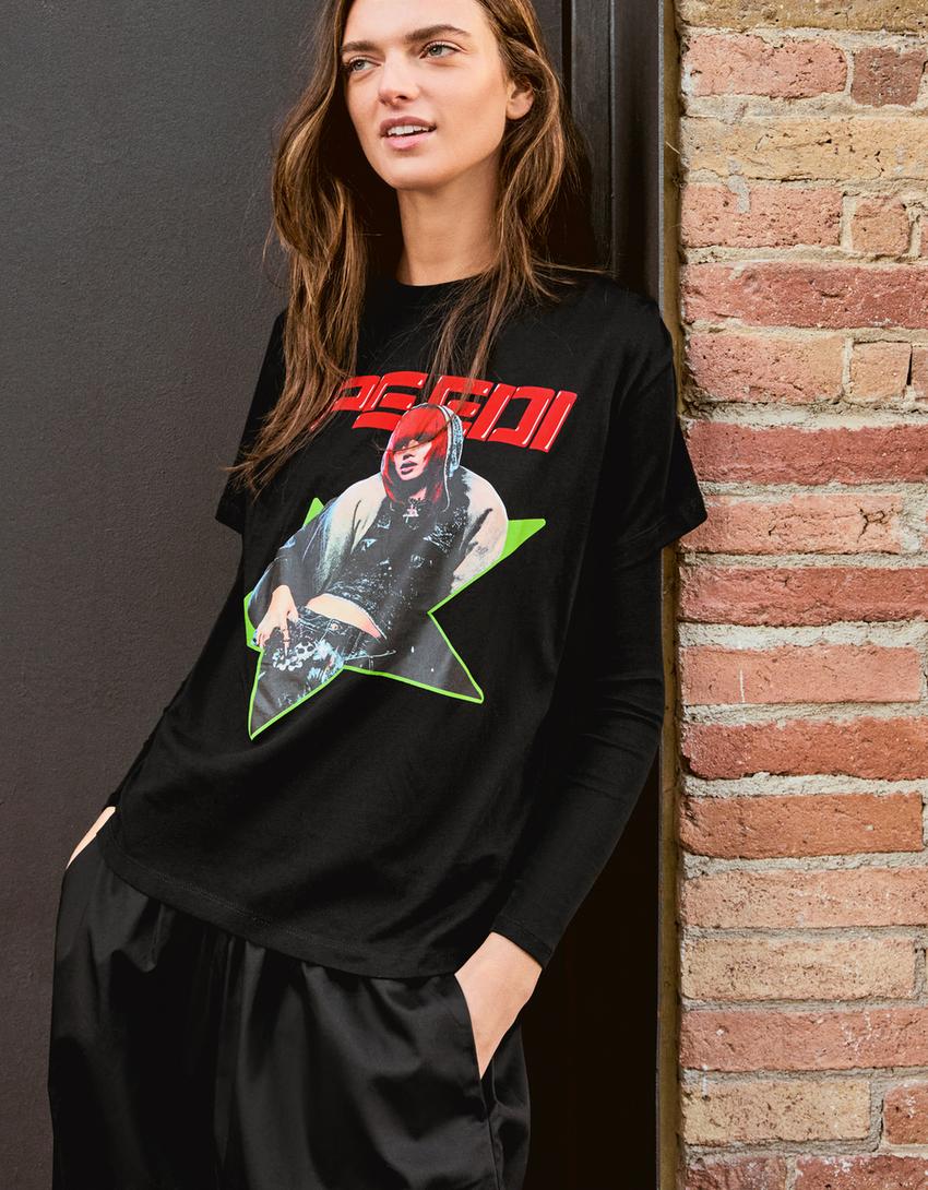 Plain Speedi short sleeve print T-shirt-Black