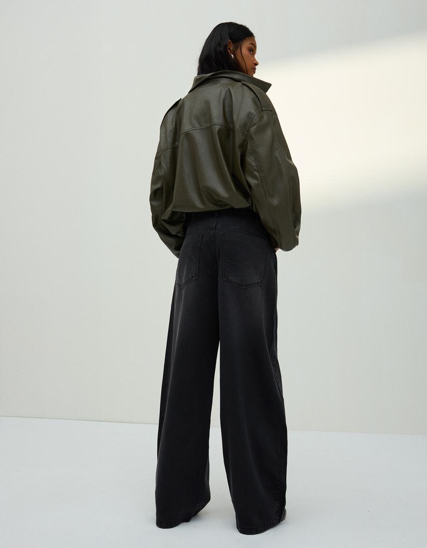 Barrel fit pantolon-Gri