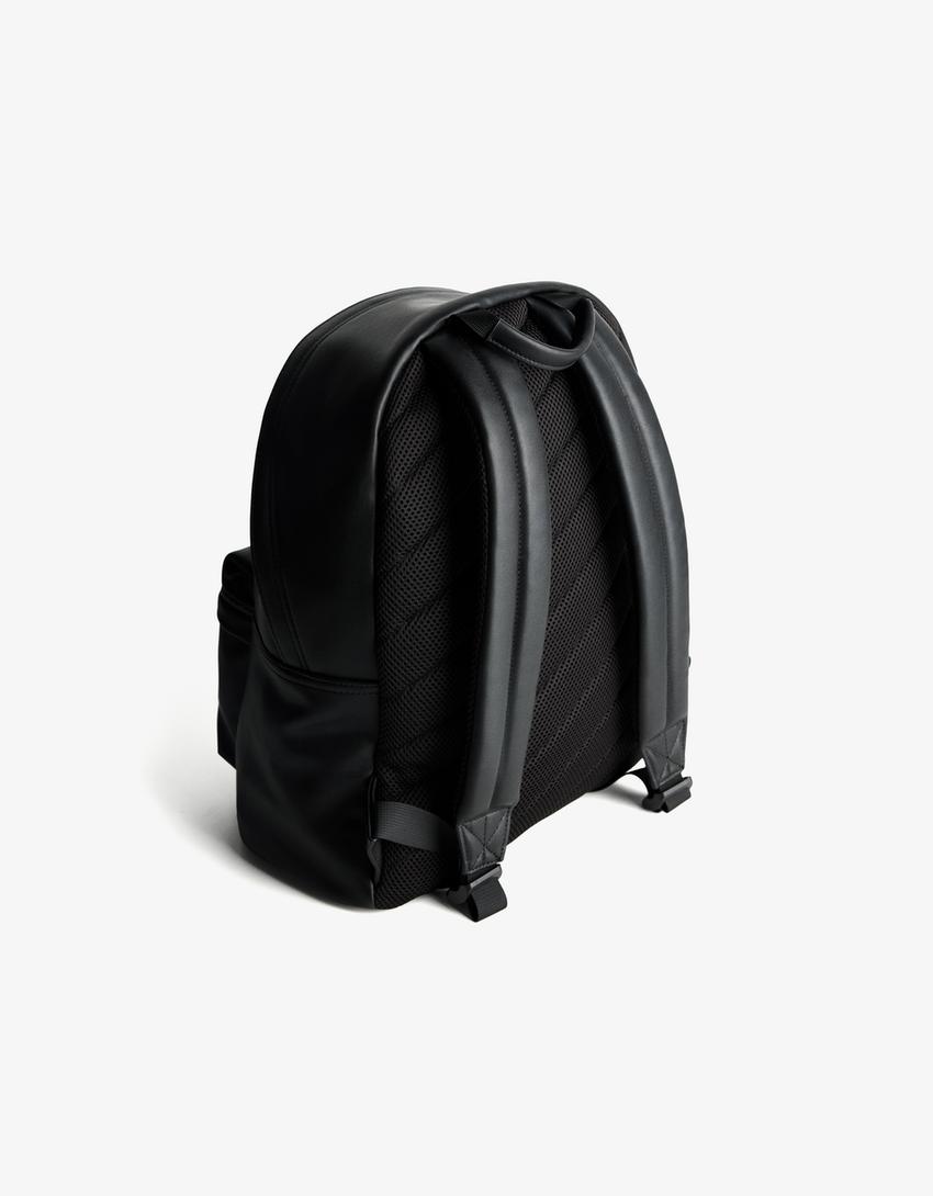 Mochila com efeito de pele-Preto