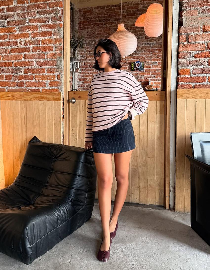 Stribet sweater-Pink-3