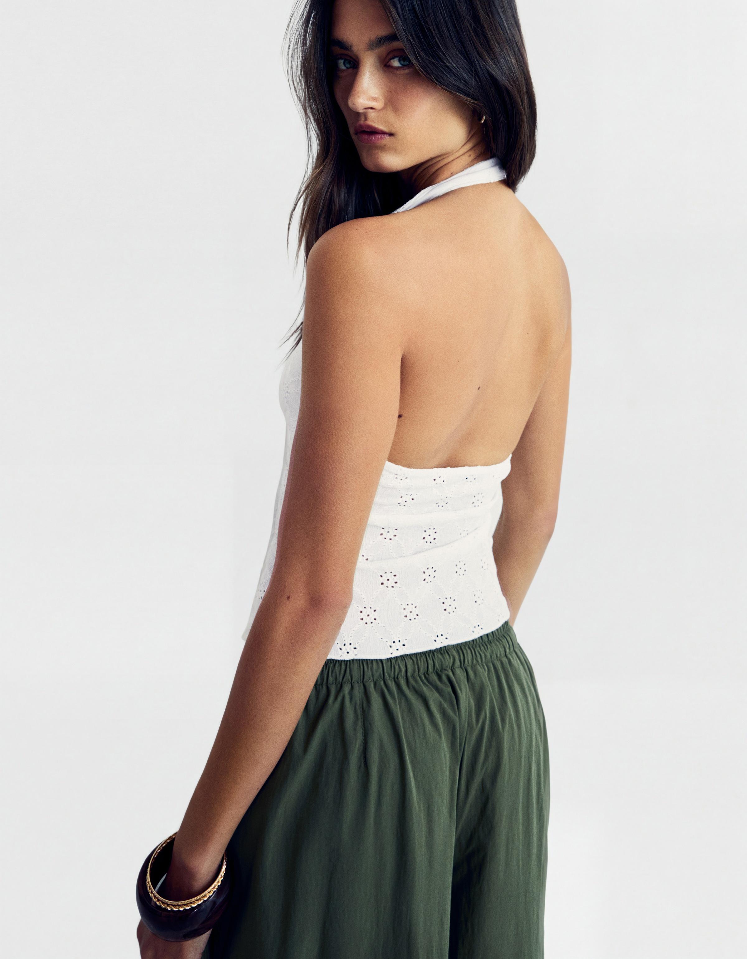 Halter yaka düğmeli bluz - Görsel 19