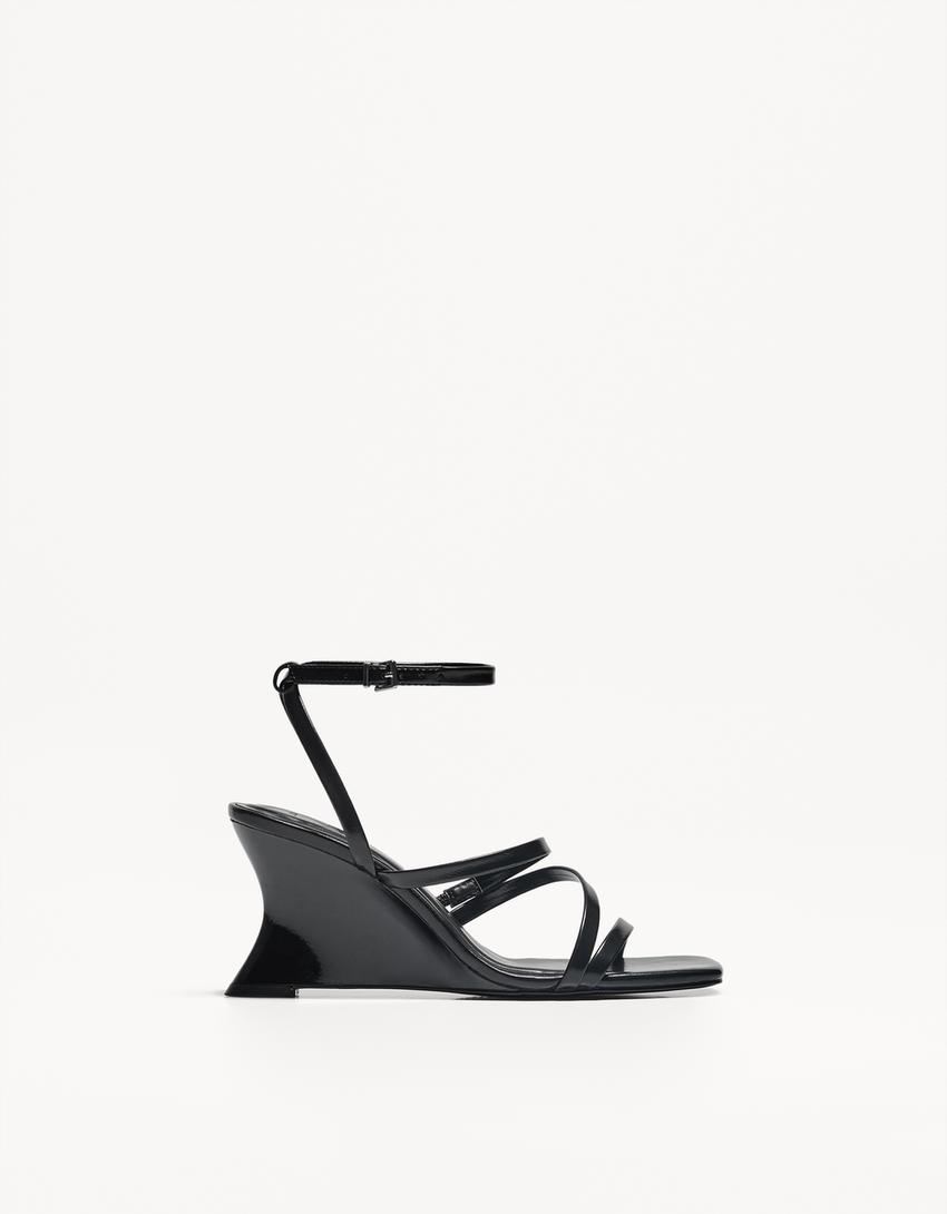 Sandaler med kilehæl-SORT-0