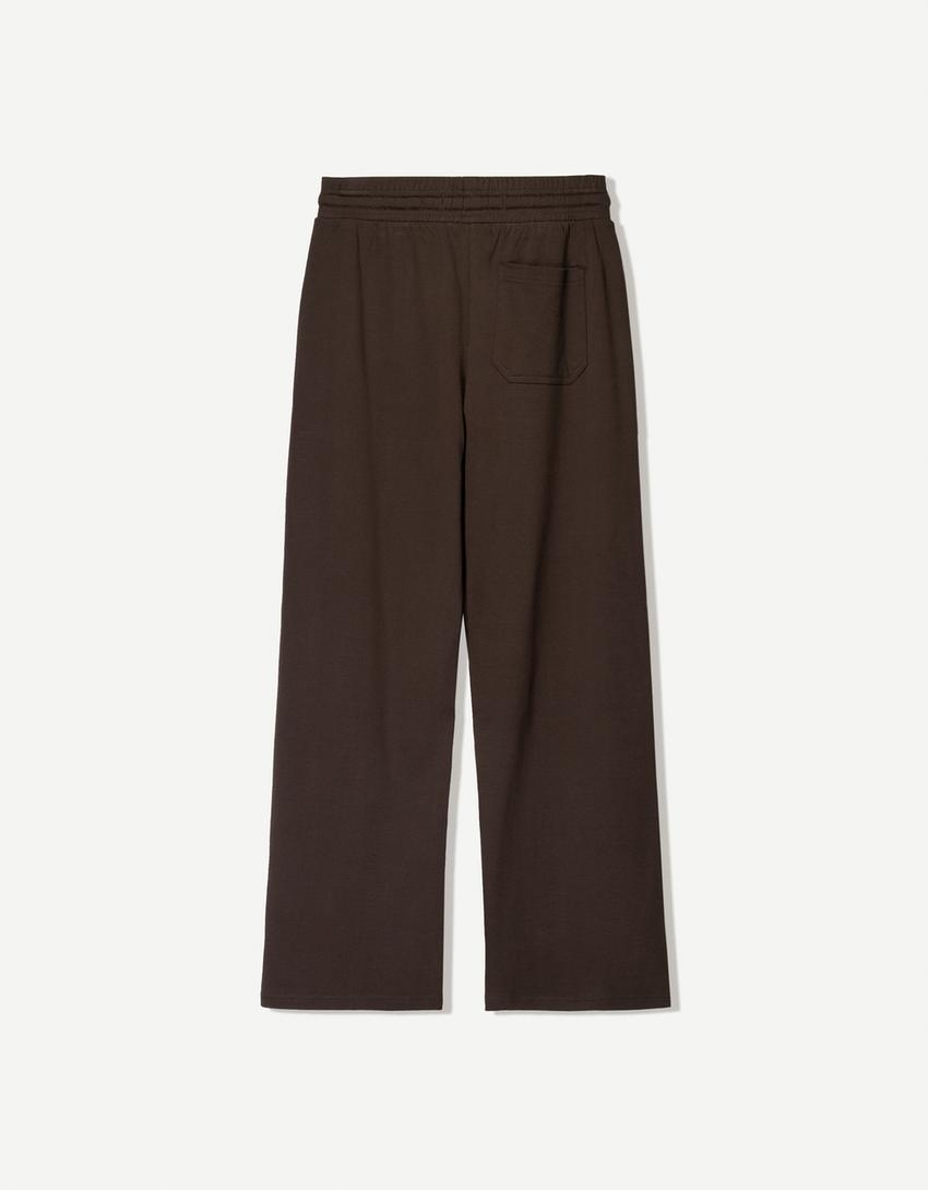 Wide-leg trousers-Brown-4