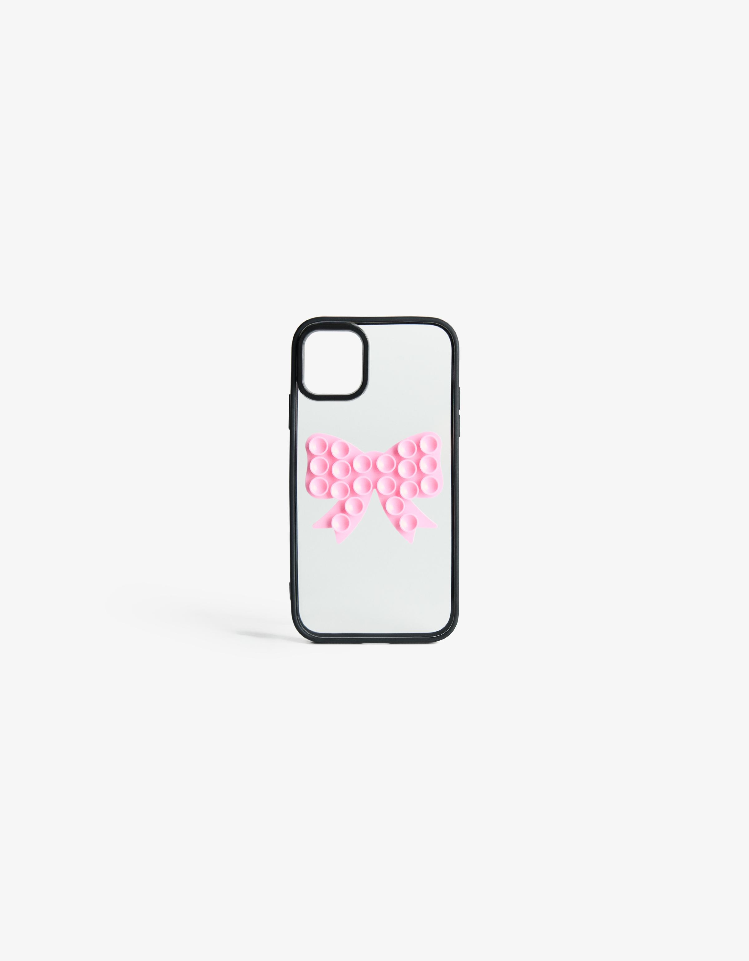 Bershka Mobile Phone Case With Suction Cup Bow In White