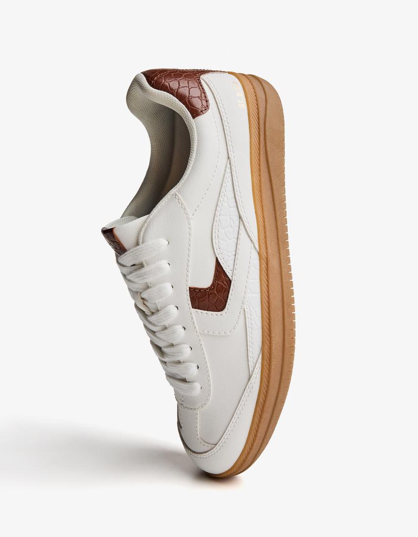 Retro sneakers with animal print details-WHITE-4