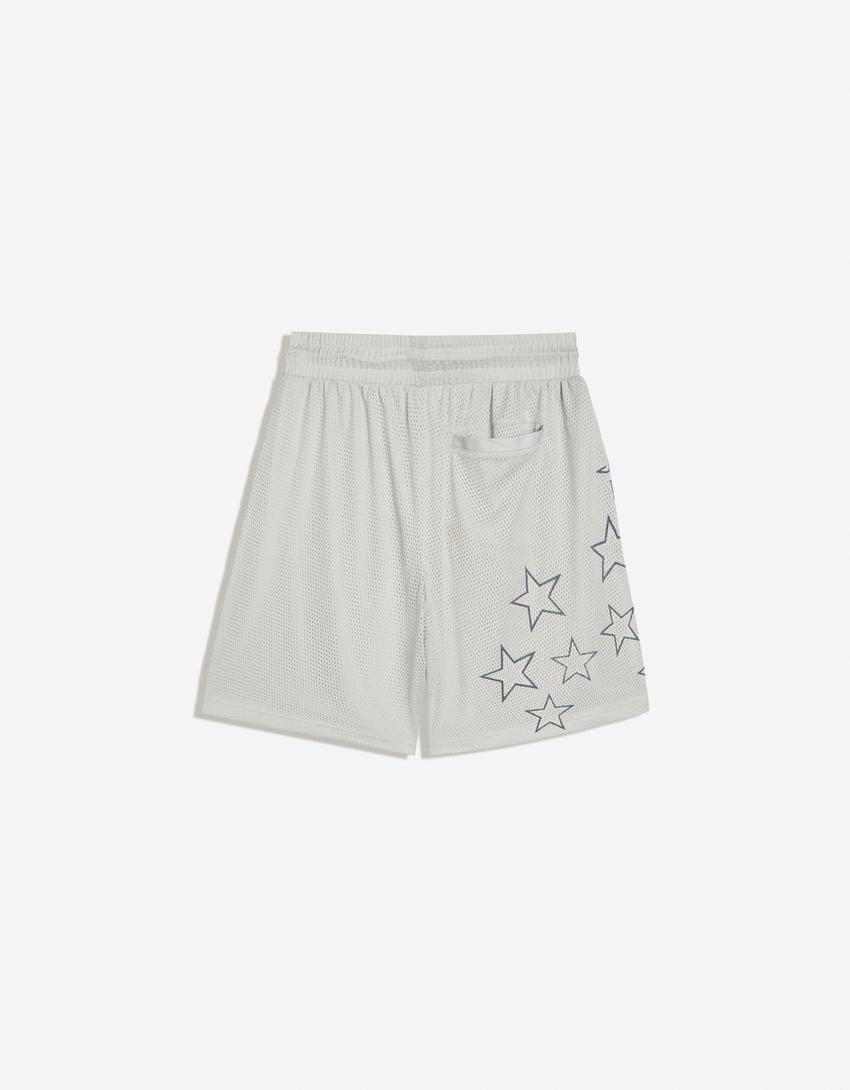 Bermudas mesh imprimé-Gris