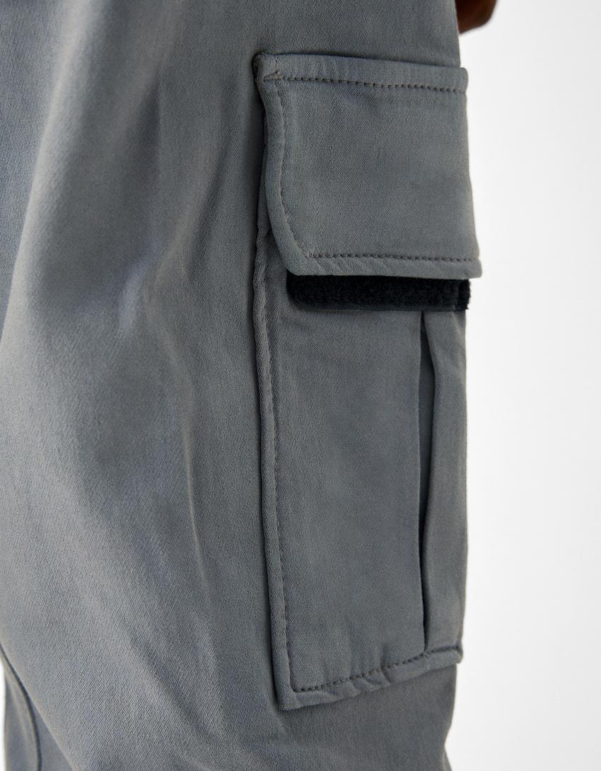 Calças jogger cargo slim fit-Cinzento-escuro-5