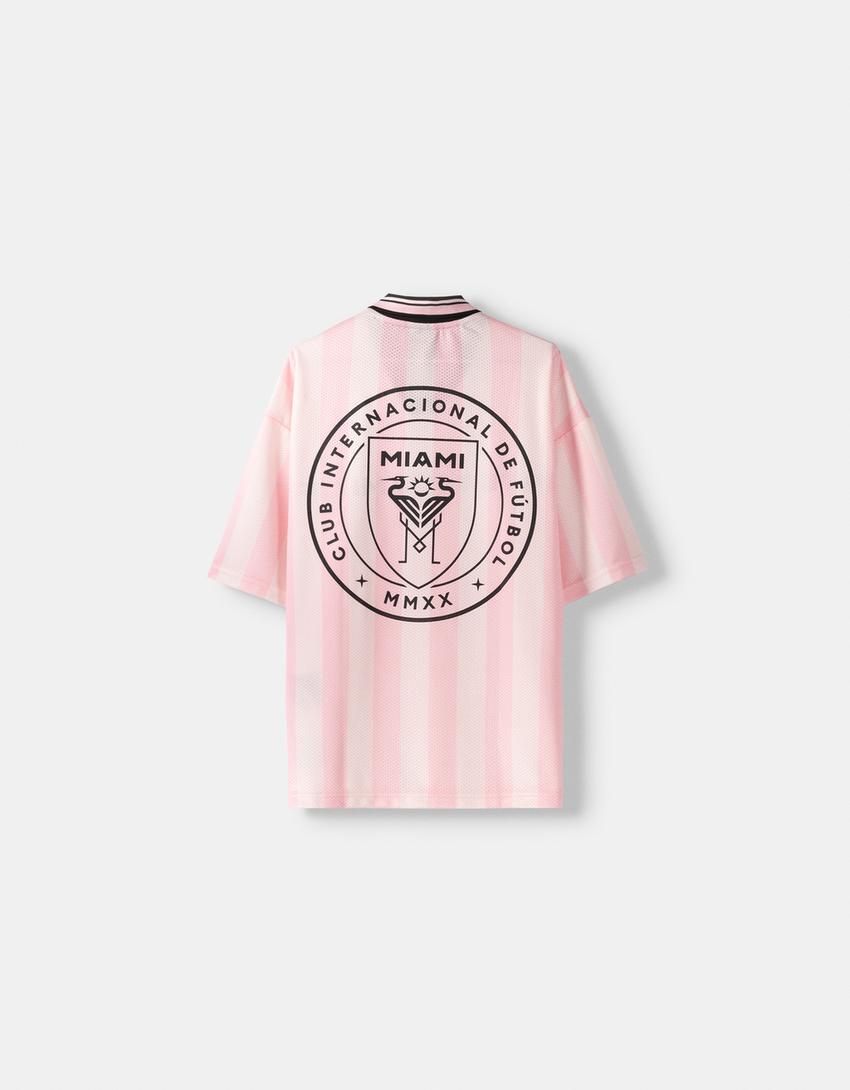 T-shirt polo Inter Miami CF rayures mesh-Rose-7