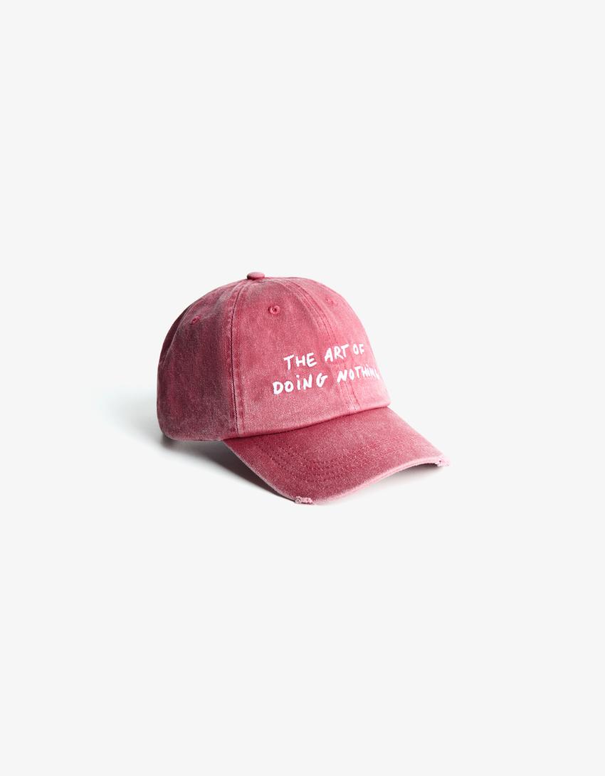 Embroidered cap-Burgundy-0