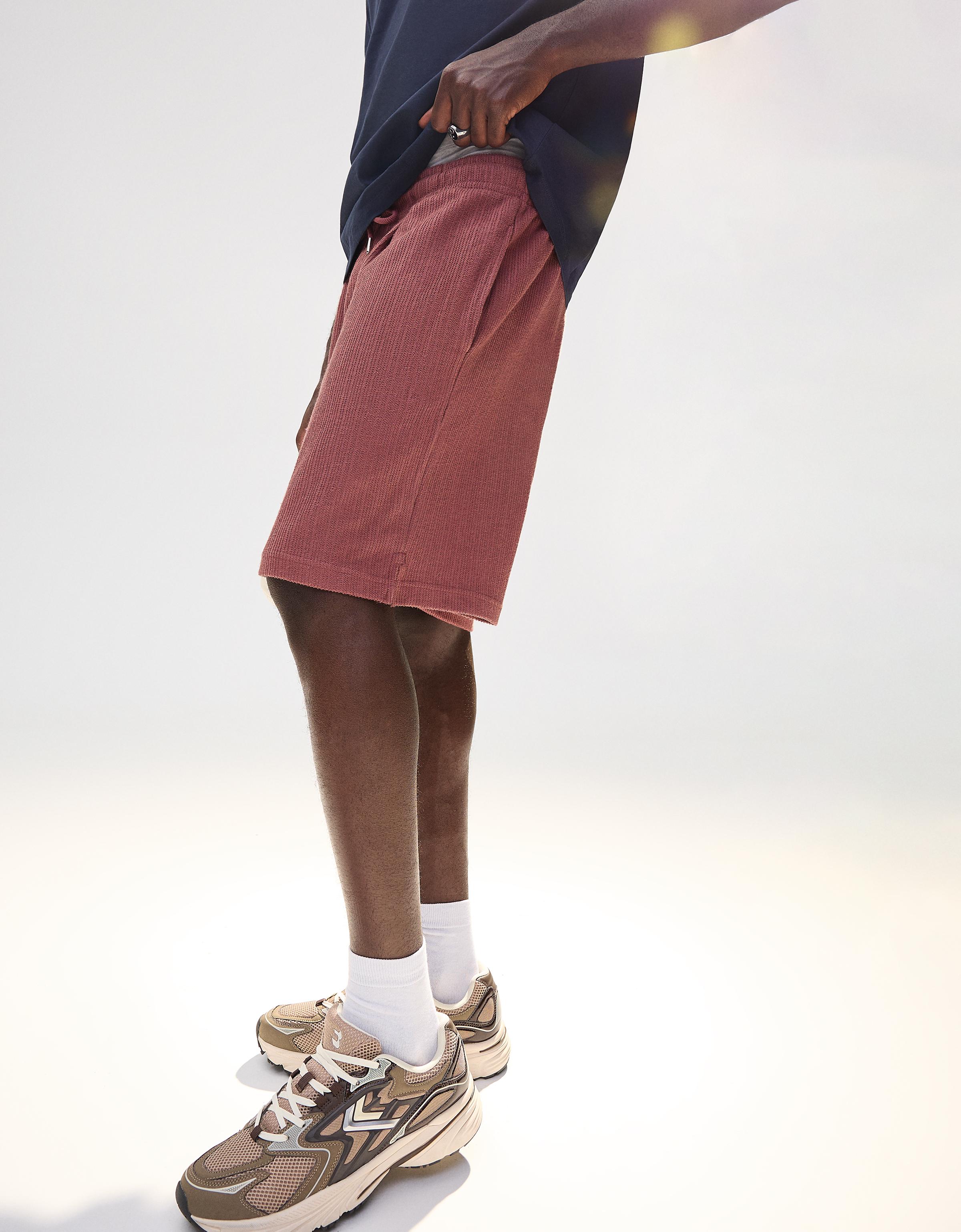 Textured plush Bermuda shorts