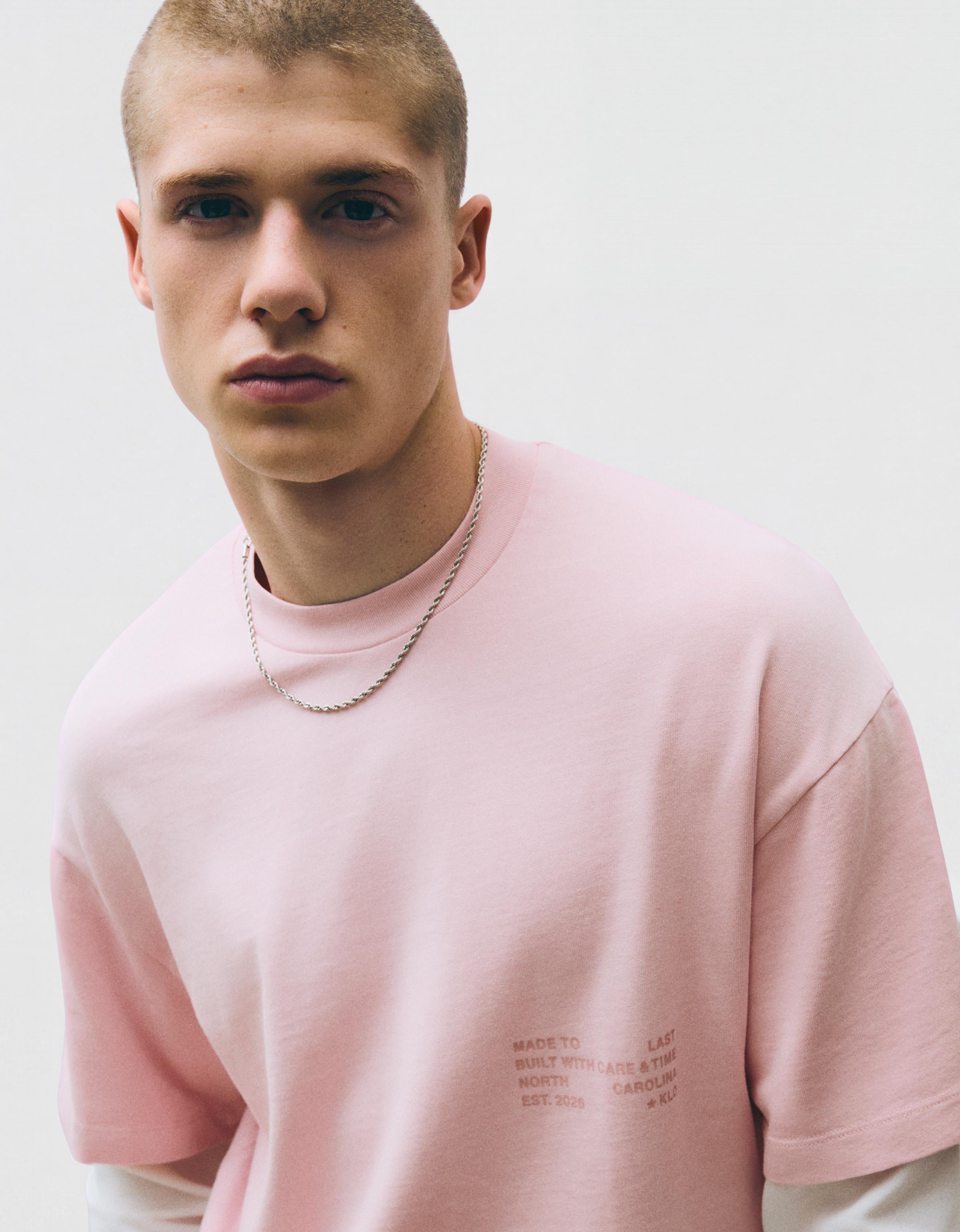 Contrast double-sleeve T-shirt — Pink