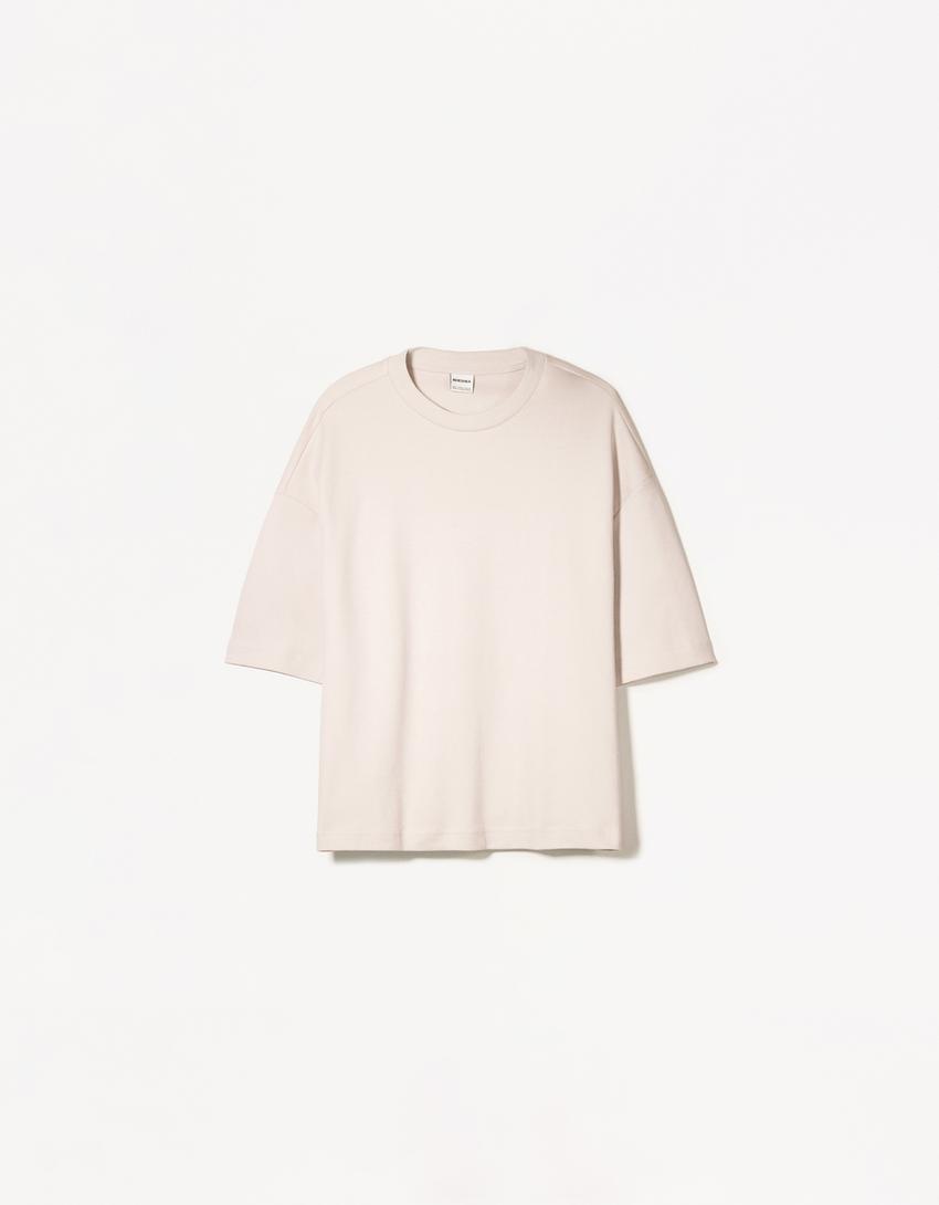Boxy short sleeve T-shirt-Stone