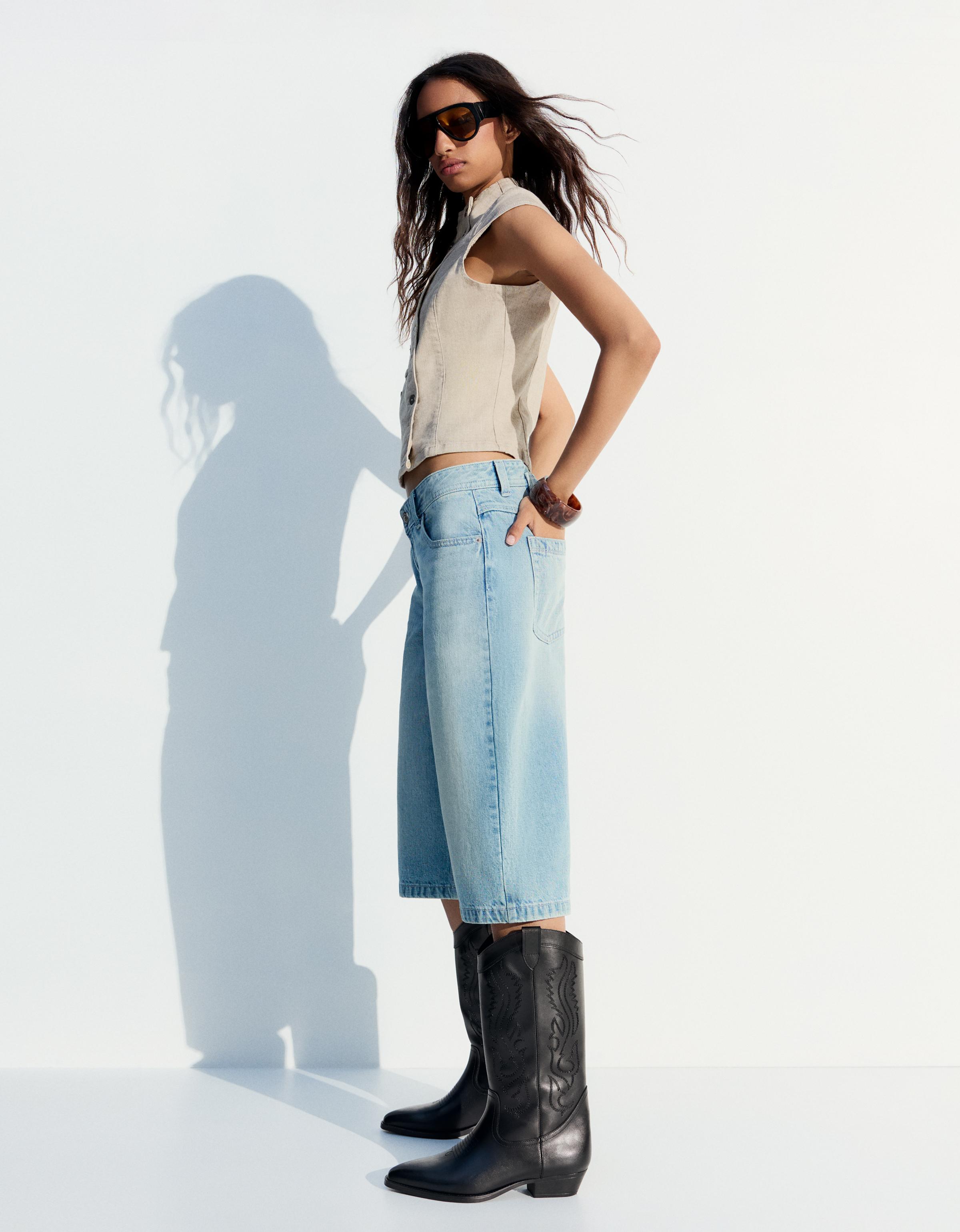 Flat cowboy boots — BLACK