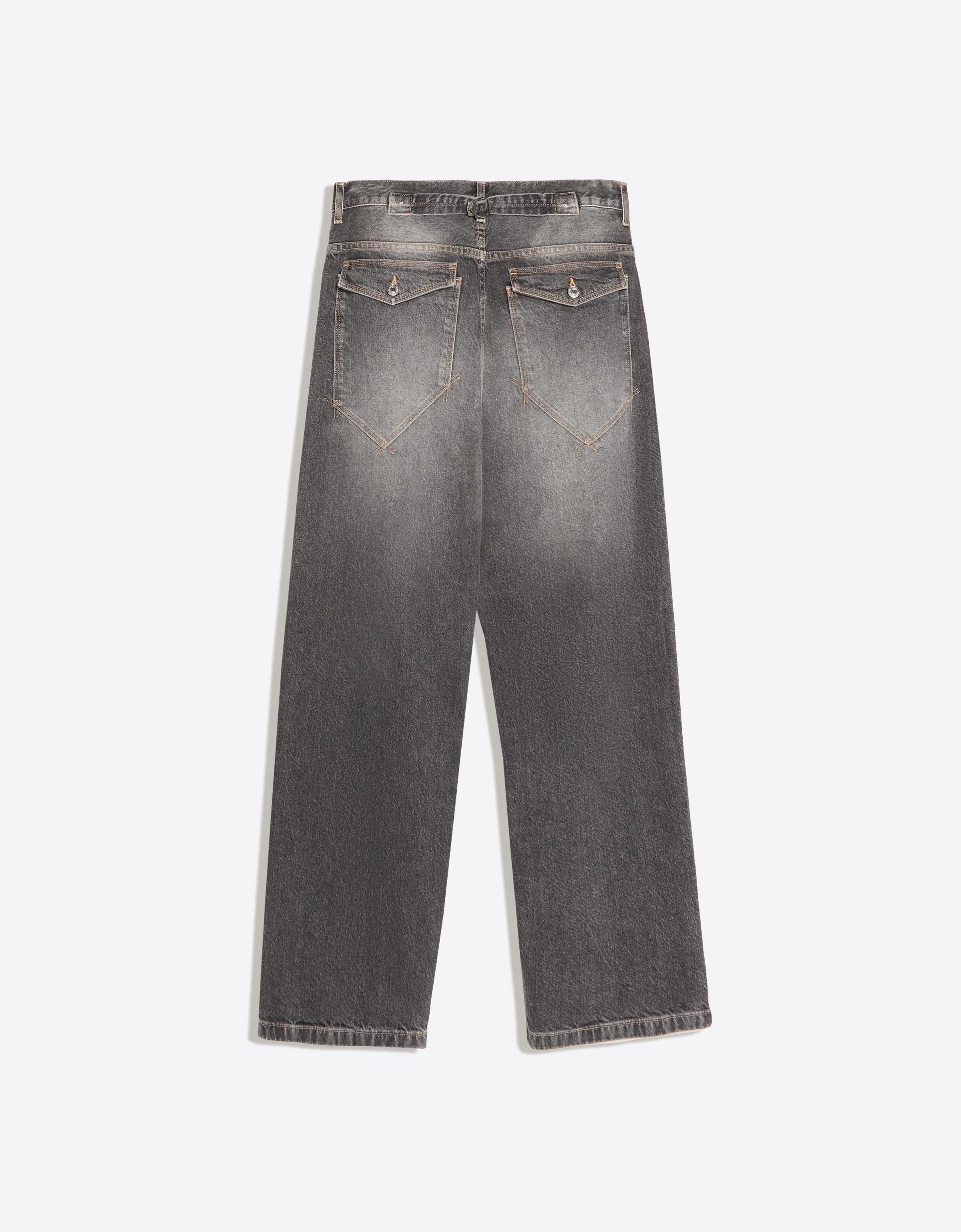 Neobarrel jeans with back buckle — Dark grey
