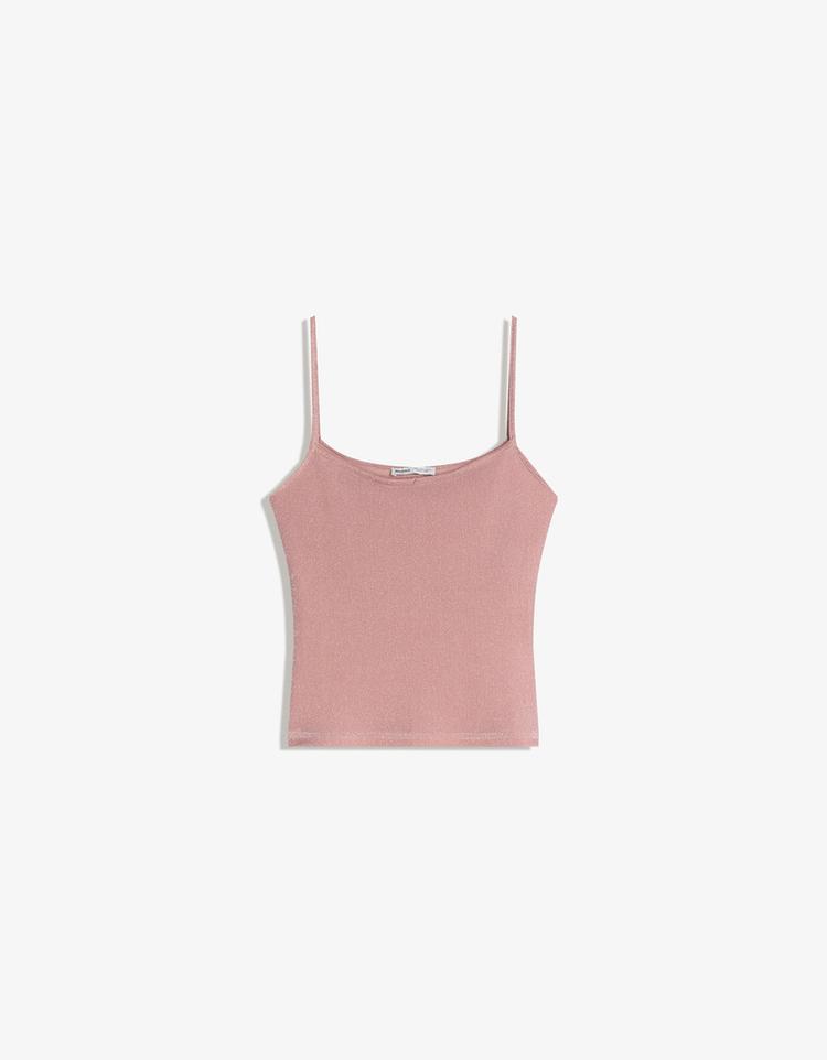 Strappy top with metallic thread