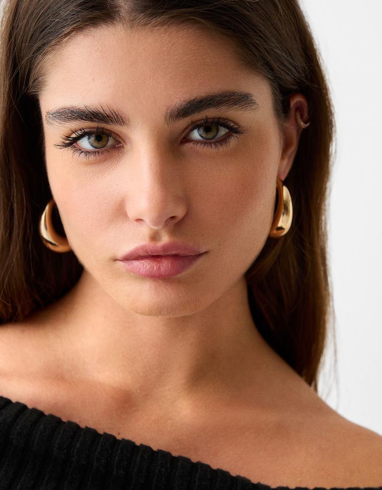 3-pack of chunky hoop earrings — Gold