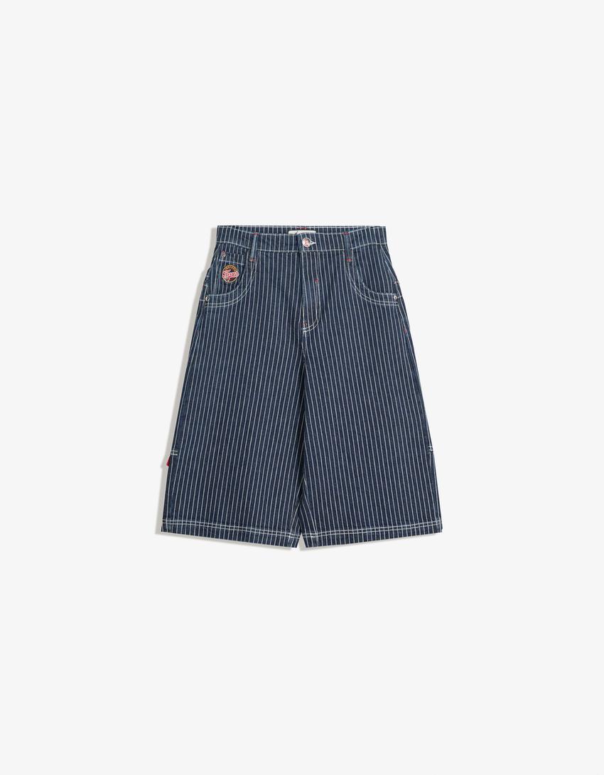 WNBA denim skater Bermuda shorts-Navy