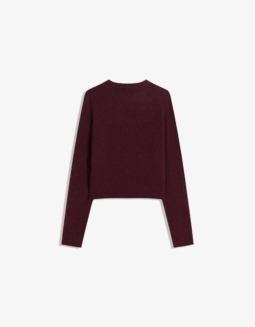 Bisiklet yaka kazak-Bordo