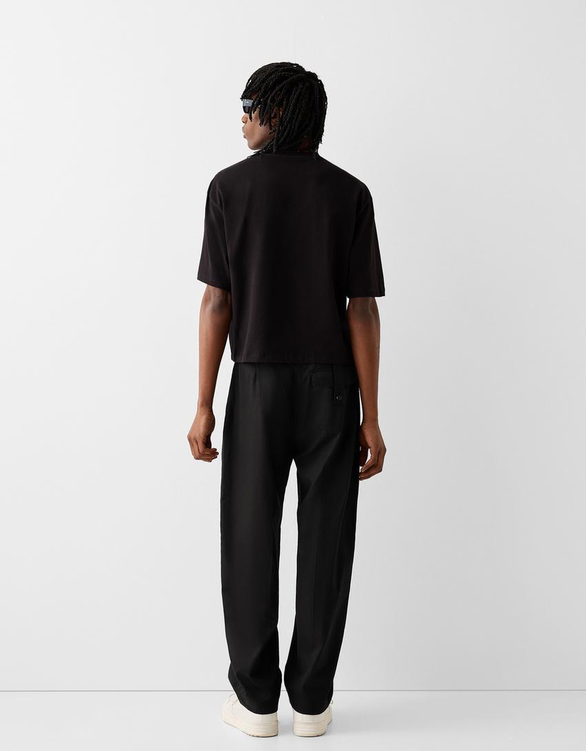 Tailored lyocell blend balloon trousers-Black